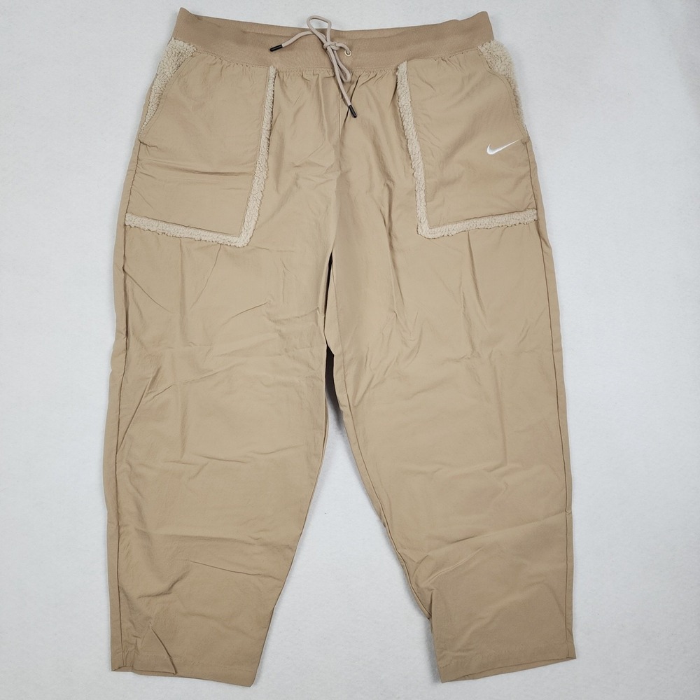Nike Essential Loose Fit Jogger Women 2XL Beige Fleece Sherpa  Athleisure